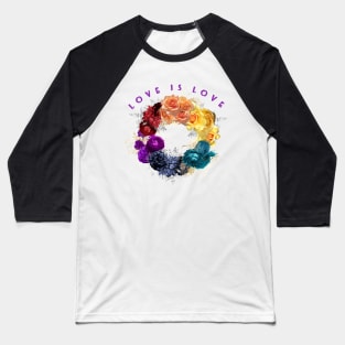 Love is Love - Rainbow wreath - LGBTQ Baseball T-Shirt